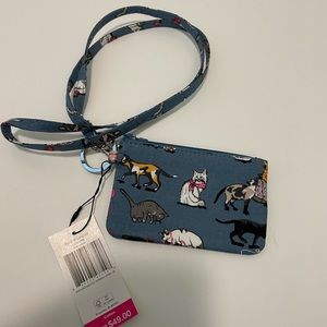 Vera Bradley Zip ID and Lanyard in Cat’s Meow. NWT!